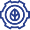 Ícone de uma engrenagem com uma folha no centro