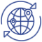 Ícone de do globo com marcações e setas rodando no sentido horário