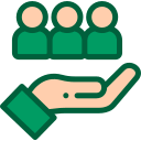 Icone de uma mão com pessoas em cima
