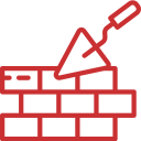 Ilustração de uma parede sendo construida