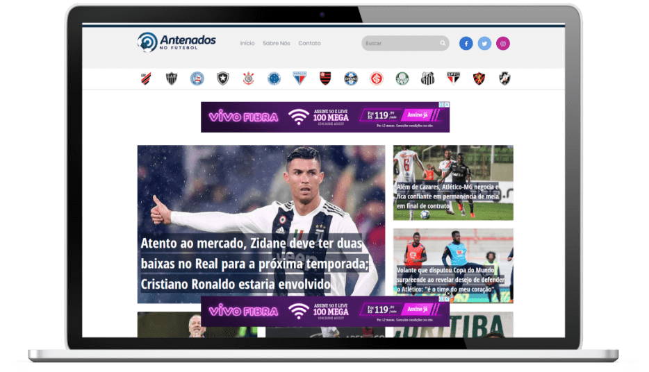 Imagem do site da empresa Antenados no Futebol