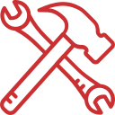 Ilustração de um martelo e uma chave de fenda